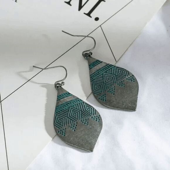 2/$21 Aztec Dangle Teardrop Earrings - Picture 1 of 5